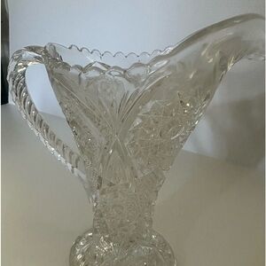 EAPG Vintage Cambridge Glass No 2635 Fernland Snowflake Tall Pitcher 8 3/8".